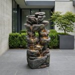 Fontaine de jardin avec �clairage led pompe � eau fontaine cascade en pierre grande d�coration de jardin ...