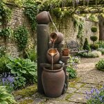 Fontaine de jardin avec �clairage led pompe � eau d�coration de jardin pour int�rieur et ext�rieur cascade ...