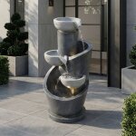 Fontaine de jardin avec �clairage led pompe � eau rev�tement ext�rieur en pierre artificielle et bassin ...