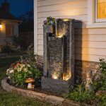 Fontaine de jardin ext�rieure cascade 3 niveaux fontaine eau jardini�re et mur deau moderne lumineuse ...