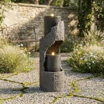 Fontaine de jardin ext�rieure cascade avec �clairage led pompe � eau fontaine de jardin autoportante ...