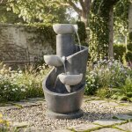 Fontaine de jardin - fontaine ext�rieure compacte - aspect pierre naturelle - avec led et pompe 4w - ...