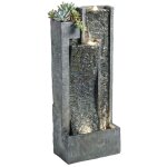 Fontaine de jardin ext�rieure - hjkjyx - 3 niveaux fontaine eau jardini�re et mur deau moderne lumineuse ...