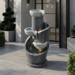 Fontaine de jardin gris avec �clairage led pompe � eau pierre artificielle bassin d�coratif pour terrasse ...