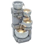 Fontaine de jardin - outsunny - cascade 4 niveaux d�coration effet pierre et brique avec �clairage led ...