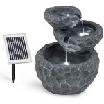 Fontaine de jardin solaire blumfeldt murach - cascade led - batterie 2000mah - gris