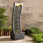 Fontaine de jardinteamson home finition pierre gris / noir 34 x 22 x 98