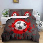 Football parure de lit 3 pieces 1 housse de couette 220 * 240cm et 2 taies doreillers 63 * 63cm blanc ...
