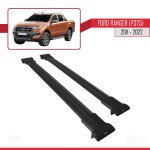 Pour ford ranger 2011 - 2023 barres de toit railing porte - bagages de voiture fly mod�le noir 146