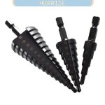 Foret �tag� rainur� en spirale 4 pi�ces foret �tag� forets coniques pour acier inoxydable m�tal bois ...