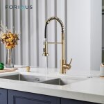 Forious robinet or à ressort acier inoxydable rotation à 360° douche extractible à 2 jets - mitigeur ... Forious robinet or à ressort acier inoxydable rotation à 360° douche extractible à 2 jets - mitigeur ...