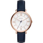 Fossil femme 36mm bracelet cuir boitier acier inoxydable quartz montre es3843