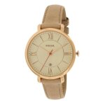 Fossil femme bracelet cuir marron quartz cadran beige analogique montre es3487