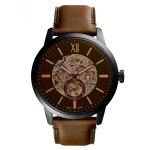 Montre homme - fossil - townsman - 48 mm - automatique - cuir marron