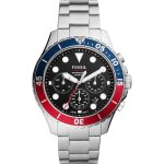 Montre hommes fossil quartz chronographe bracelet acier inoxydable argent fs5767