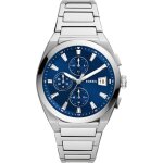 Montre hommes fossil quartz chronographe bracelet acier inoxydable argent fs5795