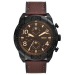 Montre hommes fossil quartz chronographe bracelet cuir marron fs5875