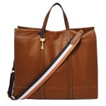 Fossil sac shopper marron en cuir pour femme - carmen tote brandy 83722