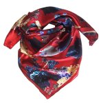 Foulard carr en soie 100% bordeaux bleu - ide cadeau - echarpe