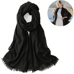 Foulard charpe chle - zgeer - noir - ultra - lger - 195 x 95 cm - chic femme
