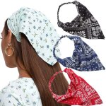 Foulard �lastique � fleurs pour cheveux - lot de 3 foulards imprim�s � fleurs avec pinces � cheveux bandanas ...