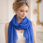 Foulard femme bleu cobalt �tole mousseline190 � 90 cm