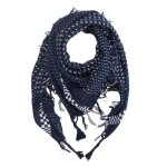 Foulard palestinien keffieh en coton motifs toile et chques bleu marine blanc