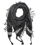 Foulard palestinien keffieh en coton motifs toile et chques noir blanc