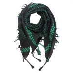 Foulard palestinien keffieh en coton motifs �toile et ch�ques noir vert