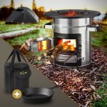 Four - fuse avec pole  griller sac de transport argent rchaud de camping  bois avec support pour ...