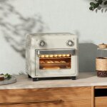 Four homcom mini � convection 10 l 2 en 1 avec grille friteuse � air chaud 80 �c - 230 �c avec �cran ...