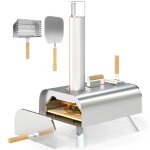Four � pizza exterieur argent 79x36x75cm acier inoxydable et pierre pelle couvercle pied pliable portable ...