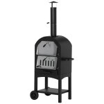 Four � pizza ext�rieur au charbon de bois - barbecue sur roulettes - four � bois - pierre r�fractaire ...