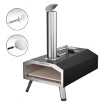 Four  pizza portable - beyond blue - monaco - acier inoxydable - noir et gris - avec roulette et pelle ...