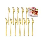 Fourchette � dessert - dor�e - acier inoxydable - lot de 12 - 14 cm - pour enfants