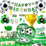 Fournitures de fte de football decoration de table ensemble de vaisselle de fte ballons anniversaire ...