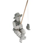 Fr�d�ric le petit p�cheur davignon statue p�cheur pour jardin 13 cm polyr�sine deux tons de pierre betterlifef ...