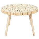 Frej - table basse ronde avec plateau en rondins de bois