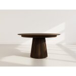 Freya - table � manger ronde extensible - 6 � 10 personnes - marron