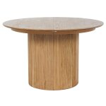 Freya - table � manger ronde extensible avec rangements - effet bois - 4 � 8 personnes