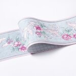 Frise murale adhesive - le bleu bucolique - 106 x 500 cm - motif floral 3d - rsine pvc paisse - amovible ...