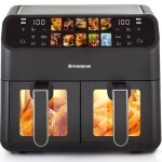 Friteuse � air chaud double paniers sinaopus 10l 2400w - 8 programmes sync 85% moins de graisse nettoyage ...