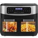 Friteuse  air dual zone 12l - iceagle - 2200w air fryer - sparateur amovible - xxl friteuse sans huile ...