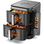 Friteuse � air double compartiment - swapy - 11l - �cran couleur pliable - 10 programmes - fen�tre de ...