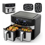Friteuse � air sans huile 8l 2100w - lifezeal - 10 en 1 - double compartiment - 2 zones contr�le individuel ...