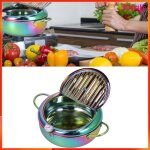 Friteuse - akozon - 3. 2l - acier inoxydable - thermom�tre inclus - pot profond anti - d�bordement