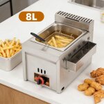 Friteuse commerciale 8l - avec contr�le de la temp�rature protection contre la surchauffe - acier inoxydable ...
