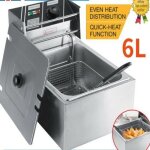 Friteuse lectrique cuve amovible 6l - jng - contrleur de temprature - acier inoxydable