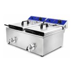Friteuse �lectrique professionnelle 2 x 6l avec vanne de vidange 36 kw inox - thermostat 50 - 200�c
