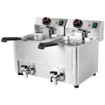 Friteuse �lectrique professionnelle 2 x 8l avec vanne de vidange 72 kw inox - thermostat 50 - 200�c